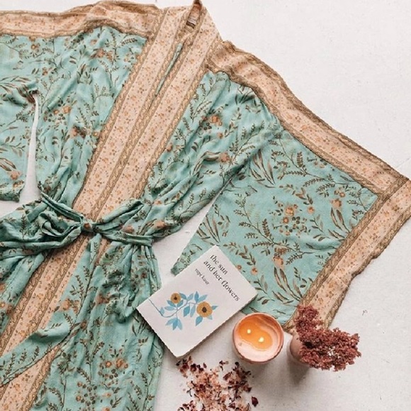 SOLD OUT Turquoise Fields Bohemian Kimono Coverup Robe - Picture 4 of 5